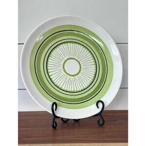 Vintage 60s Mid Century USA Green Flower Power Chop Cake Plate Platter